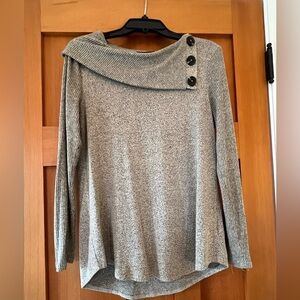 Fortune + Ivy Button Detail Brushed Knit Top